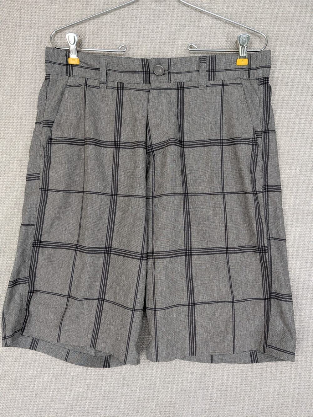 Ocean Pacific Op Flex 4 Way Stretch Men's Golf Shorts Gray Plaid Size 30